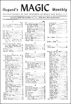 Hugard's Magic Monthly Index by Jean Hugard